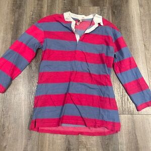 Pink and Blue Striped Long Sleeve Rugby Shirt
